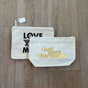 Paper Source Cream and Gold Graphic Pouches I Just Want Champagne Love You More
